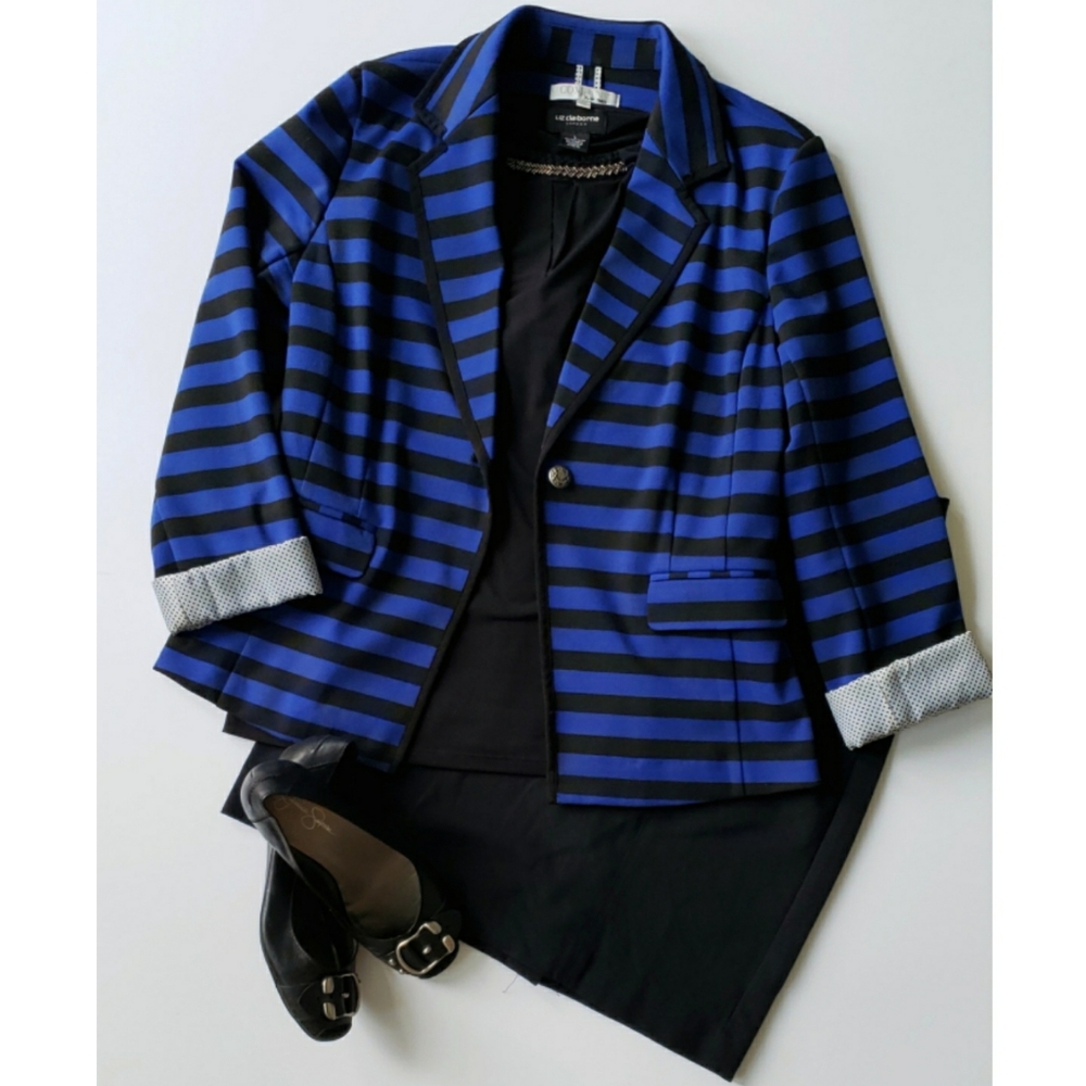 Ellen Tracy Lightweight Knit Statement Blazer M - image 1